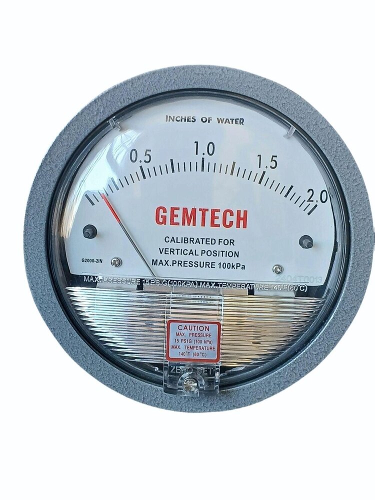 Model G2000-25CM GEMTECH Differential Pressure Gauge Range 0-25 CM W.C