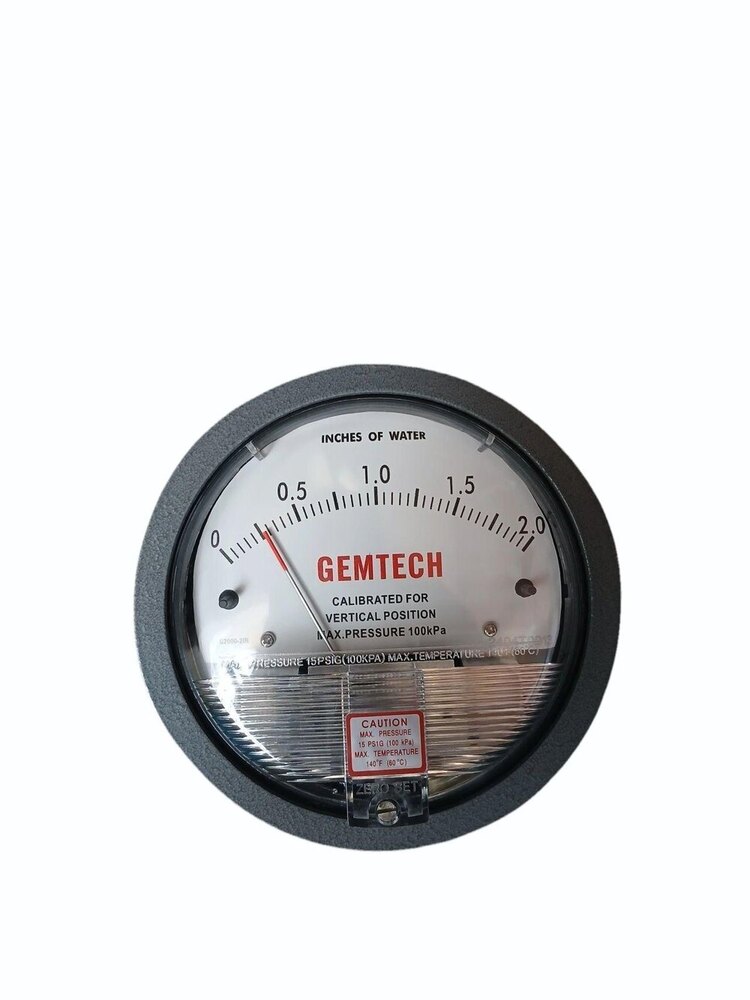 Model G2000-25cm Gemtech Differential Pressure Gauge Range 0-25 Cm W.c - Color: White / Black