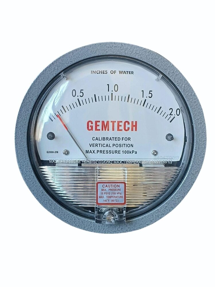 Model G2000-300CM GEMTECH Differential Pressure Gauge Range 0-300 CM W.C