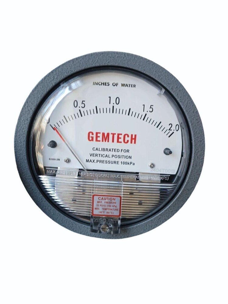 Model G2000-300CM GEMTECH Differential Pressure Gauge Range 0-300 CM W.C