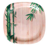 Melamine Plate Green Bamboo Finish - Color: Brown