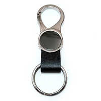 Round Hanging Metal Keychain With PU Strap