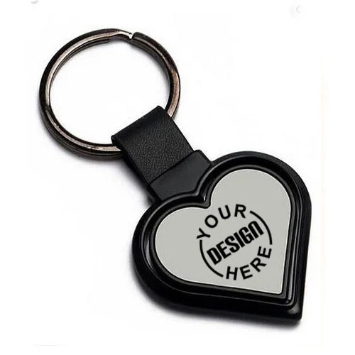Rotating Heart Shape Keychain - Color: Black
