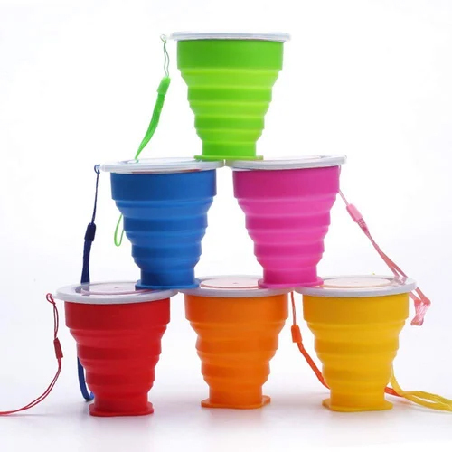 210ml Folding Silicon Cup With Cap Collapsible