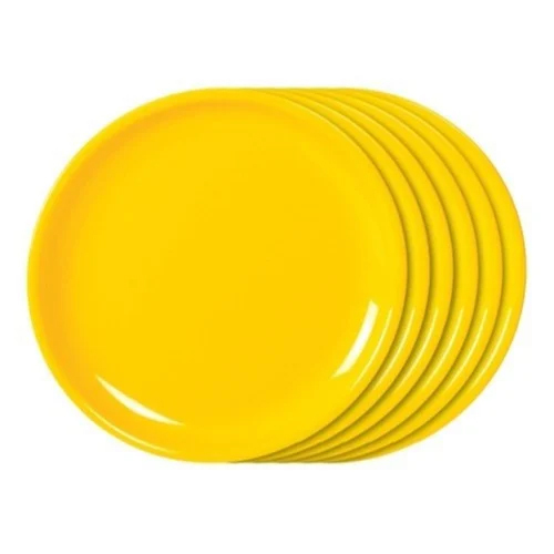 मैलामाइन प्लेट्स पीले रंग का 6 पीस सेट
