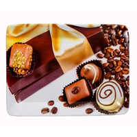 Melamine Square Serving Tray - Color: White And Chocolate