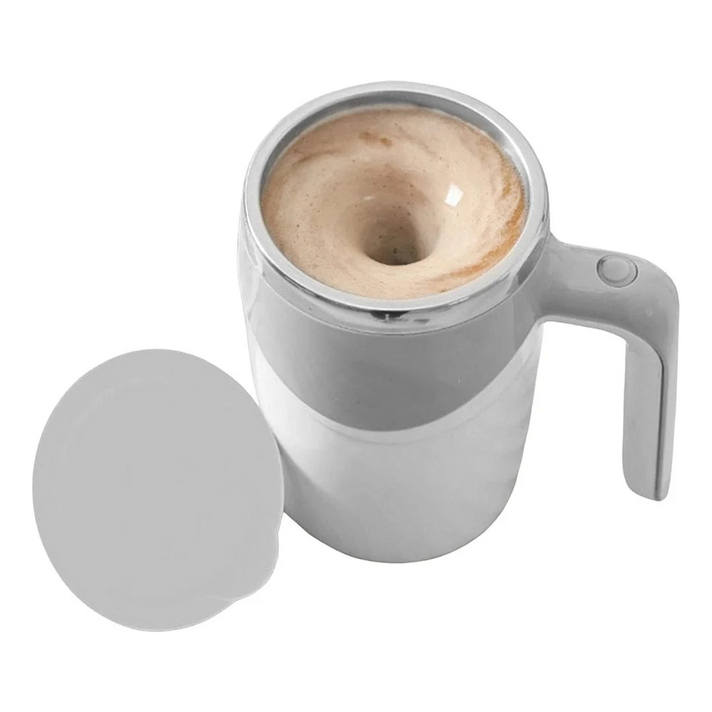 380Ml White Stainless Steel Automatic Self-Stirring Magnetic Mug - Material: Metal