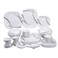 Melamine Square Dinner Set 40 Pcs - Color: White
