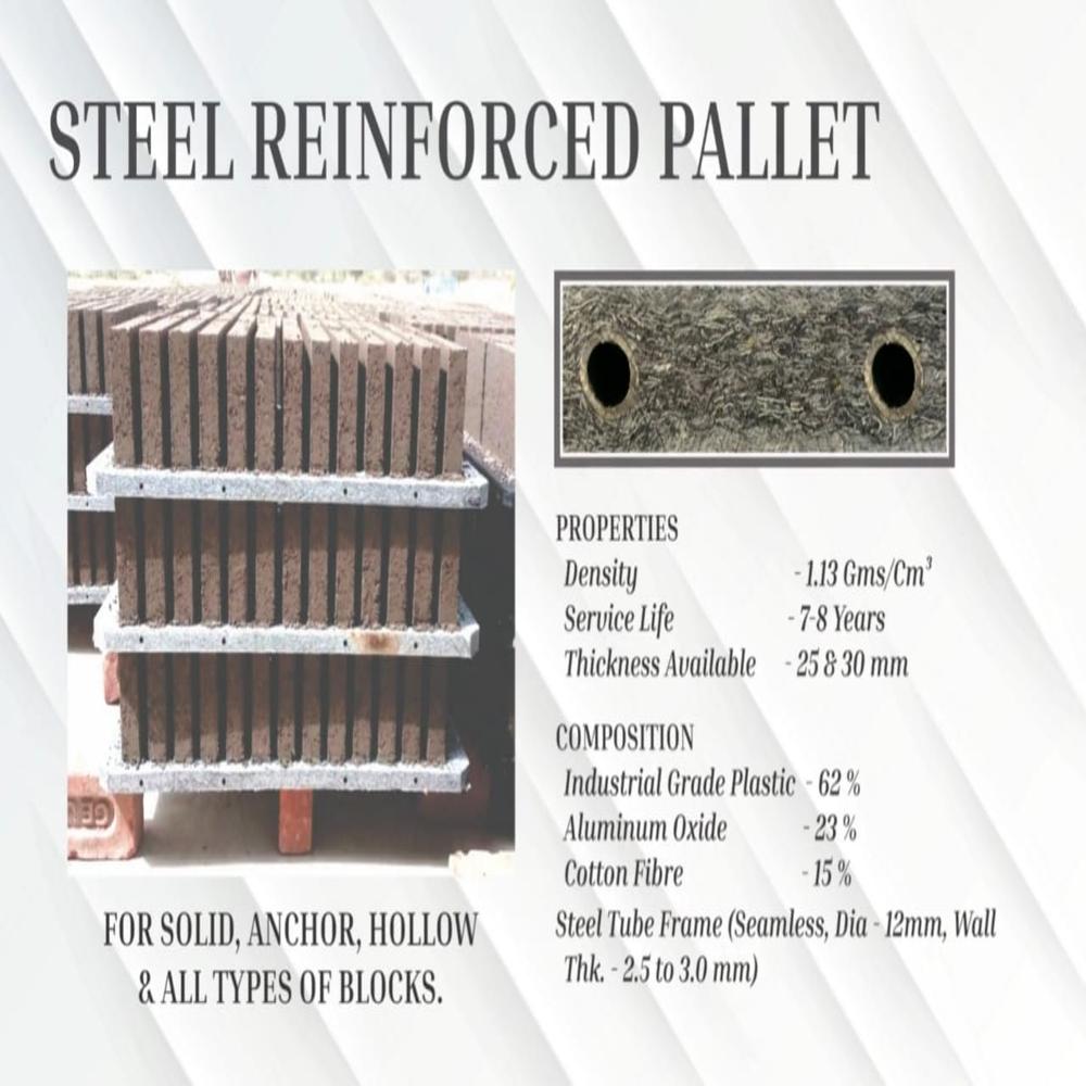 Solid Plastic Metal Reinforced Pallet For Brick Block And Paver. - Color: White Marbel
