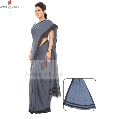 Grey Saree With Black Border