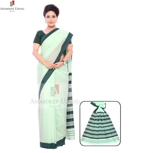 Light Green Saree With Dark Border