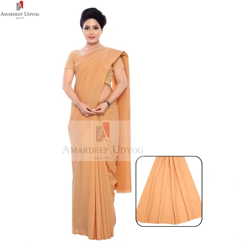 Ladies Plain Saree - Color: Orange