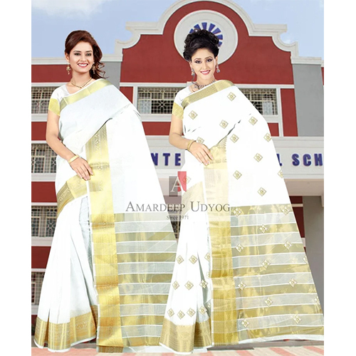 Ladies White Designer Saree