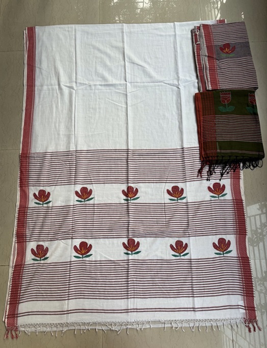 Handloom cotton Kantha saree with Bp