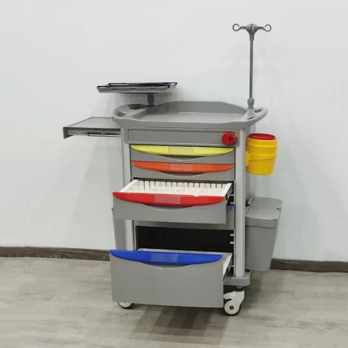 Abs Crash Cart Trolley - Color: Grey(Base)& White