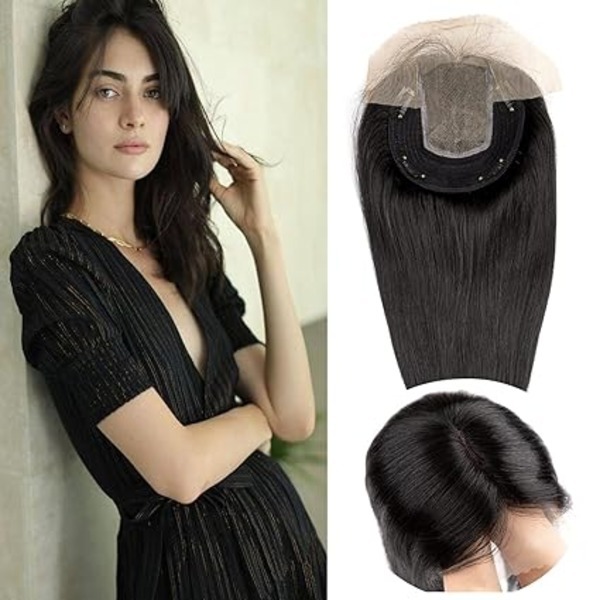 18 Inch Mono Base Toupee for Women Hair Topper Pieces to Add Volume for Thinning or Short Hair