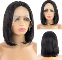 Human Hair Lace Front Wigs Human Hair Straight Short Bob Wigs Transparent Lace Frontal Bob Wigs Pre Plucked With Baby Hair 12 Inch Natural Black Bob Wig