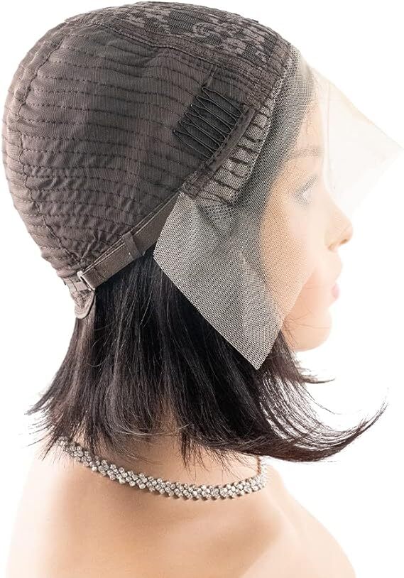 Human Hair Lace Front Wigs Human Hair Straight Short Bob Wigs Transparent Lace Frontal Bob Wigs Pre Plucked With Baby Hair 12 Inch Natural Black Bob Wig