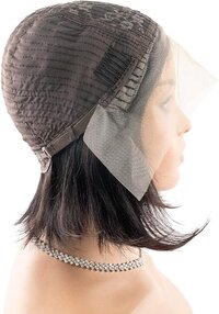 Human Hair Lace Front Wigs Human Hair Straight Short Bob Wigs Transparent Lace Frontal Bob Wigs Pre Plucked With Baby Hair 12 Inch Natural Black Bob Wig