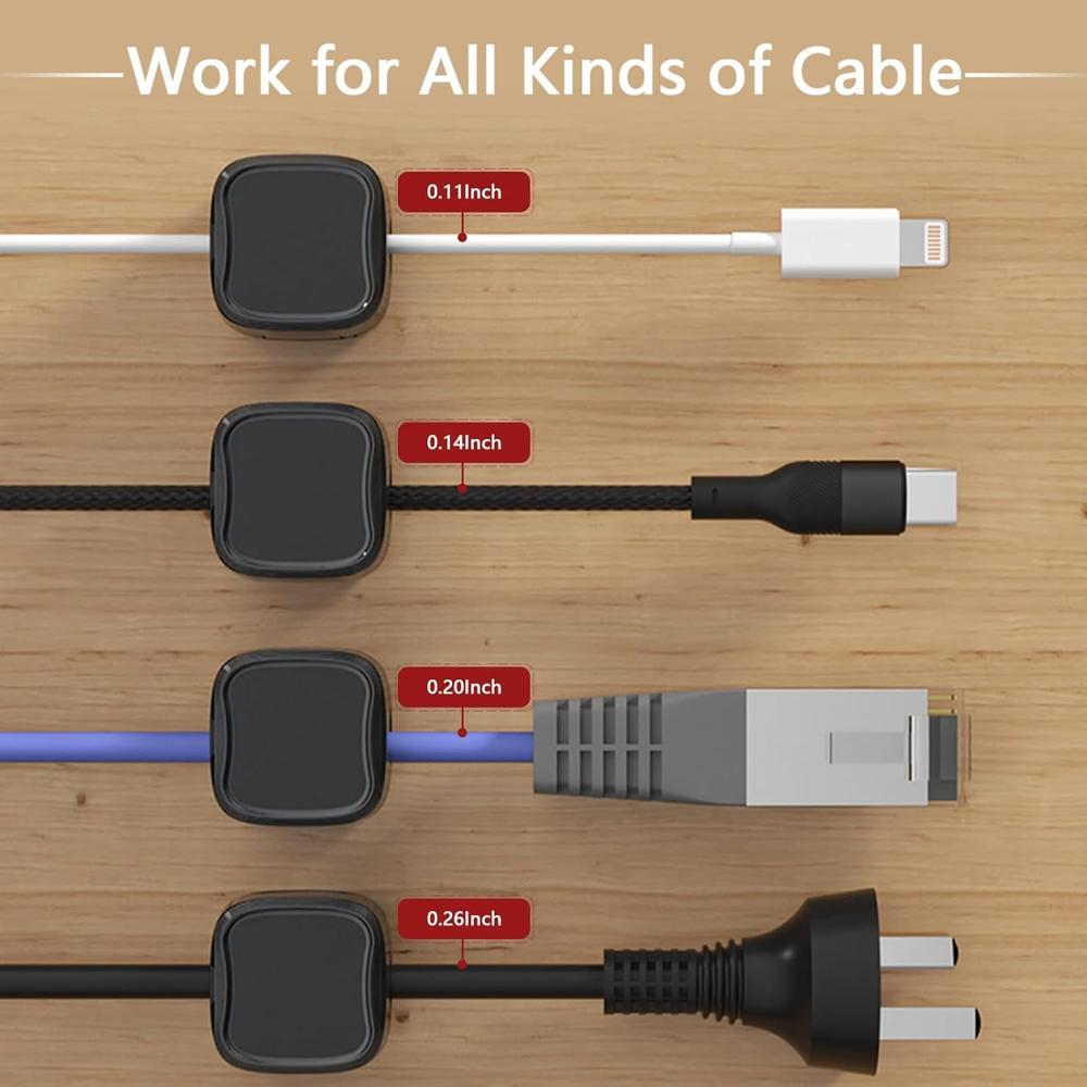 6 Pack Magnetic Cable Clips - Color: Black