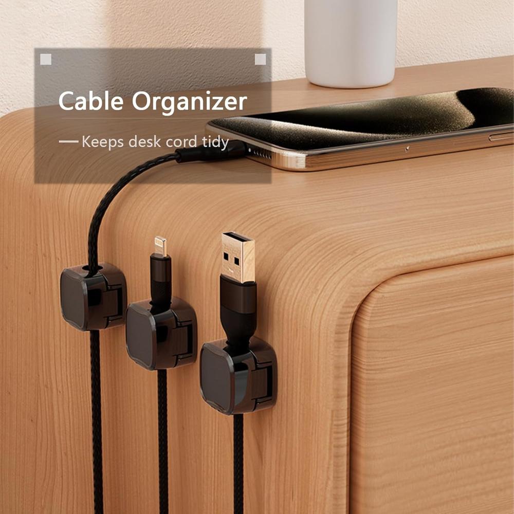 6 Pack Magnetic Cable Clips - Color: Black