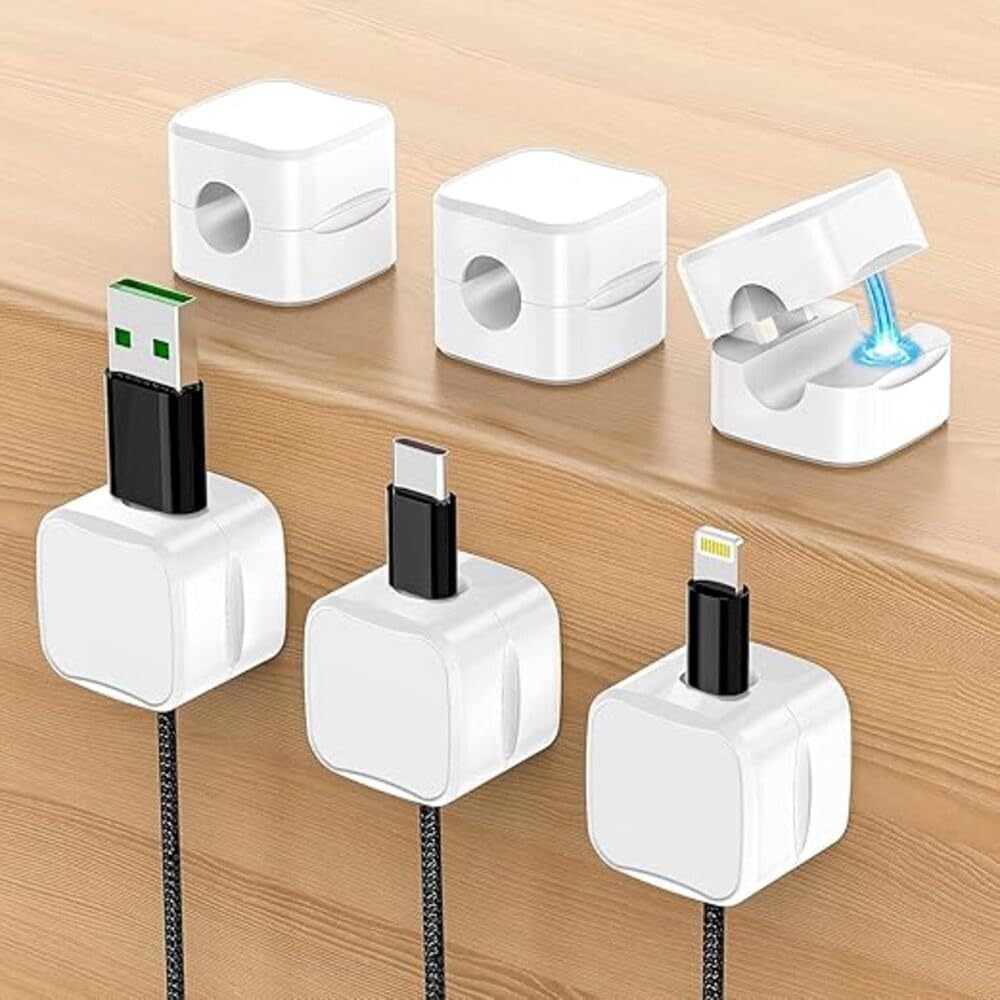 6 Pack Magnetic Cable Clips - Color: Black