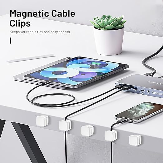 6 Pack Magnetic Cable Clips - Color: Black