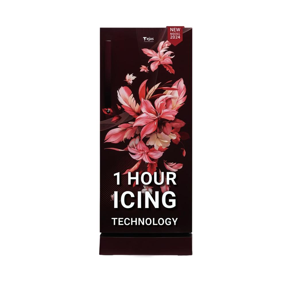 215 Ltr. Curve Refrigerator - Big Flower - Color: Multicolor