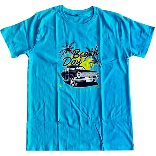 Blue Cotton Round Neck T-Shirt