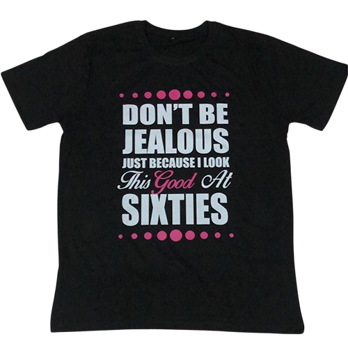 Black Printed Cotton Round Neck T-Shirt