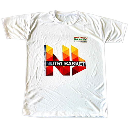 White Printed Sports Wear T-Shirt