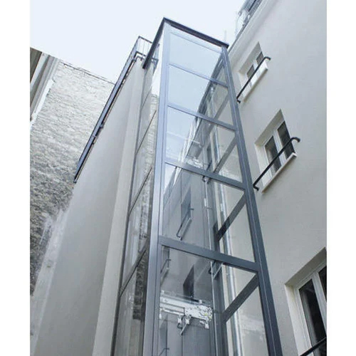 Small Glass Outdoor Elevator - Material: Stainless Steel