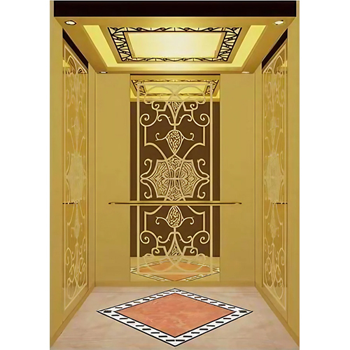 Ss Designer Golden Cabin Elevator - Material: Stainless Steel