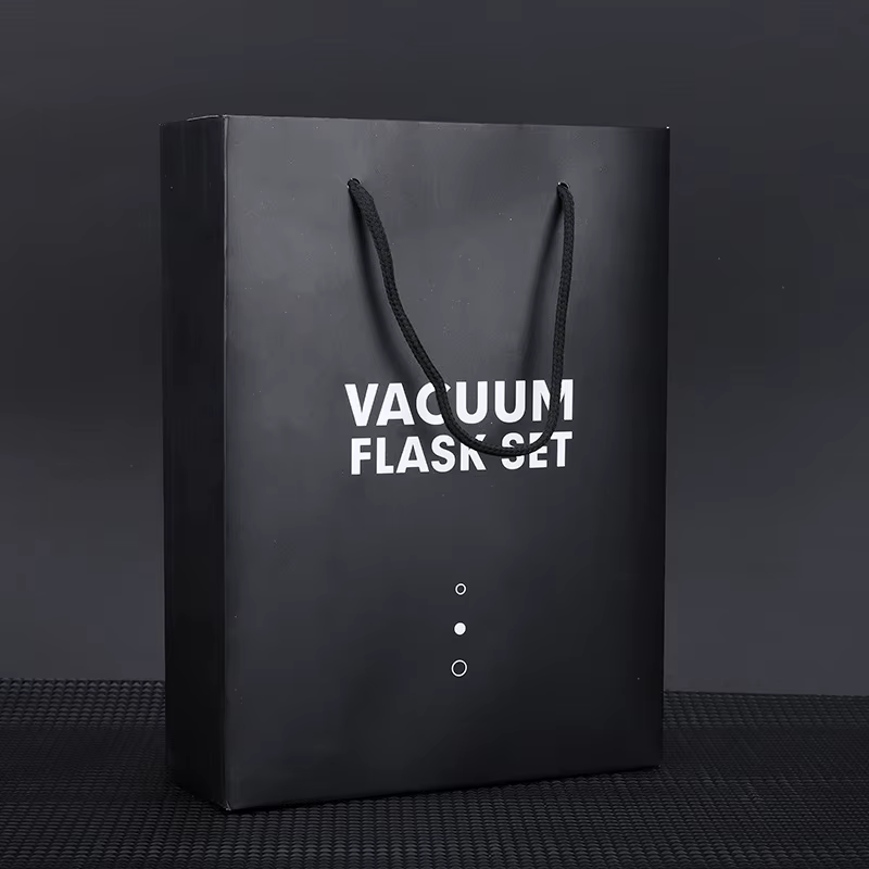 Vacuum Flask With 2 Cups Gift Set - Stainless Steel, 500ml, Matte Black | Durable, Sustainable, Bohemian Design With 6-12 Hour Thermal Insulation