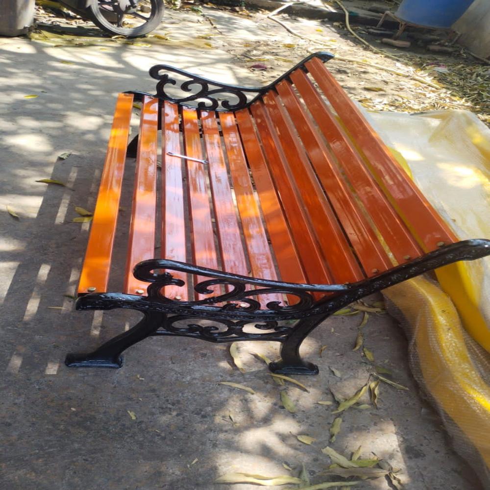 Garden Bench - Mild Steel, Polished Finish | Brown Color, Rust-proof, Powder Coated For Enhanced Durability
