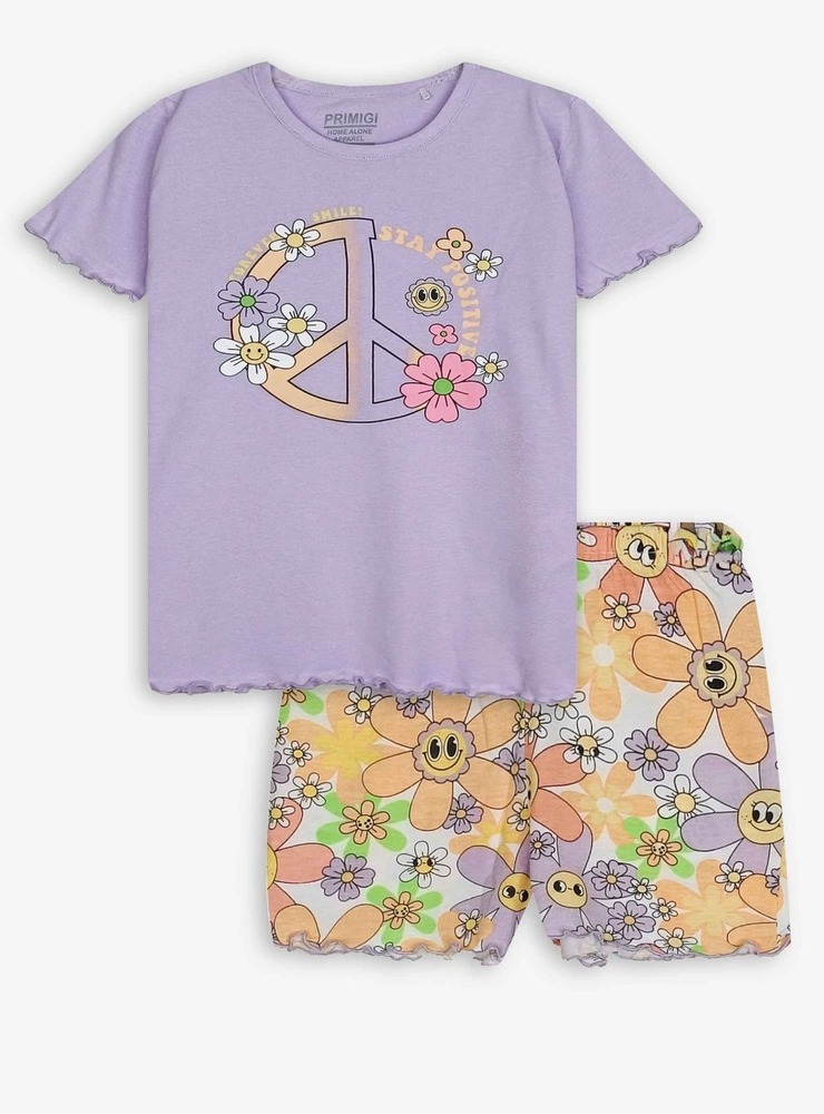 Girls  Printed   Shorty Set