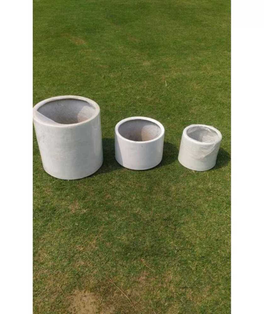 Round Fiber Plant Pot - Color: White