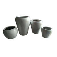 Fiberglass Plant Round Planter - Color: Off White