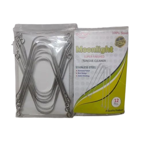 Stainless Steel Tongue Cleaner - High-Quality SS, 12-Piece Pack Size, Silver Finish | Durable, Multiple Use, Promotes Oral Hygiene