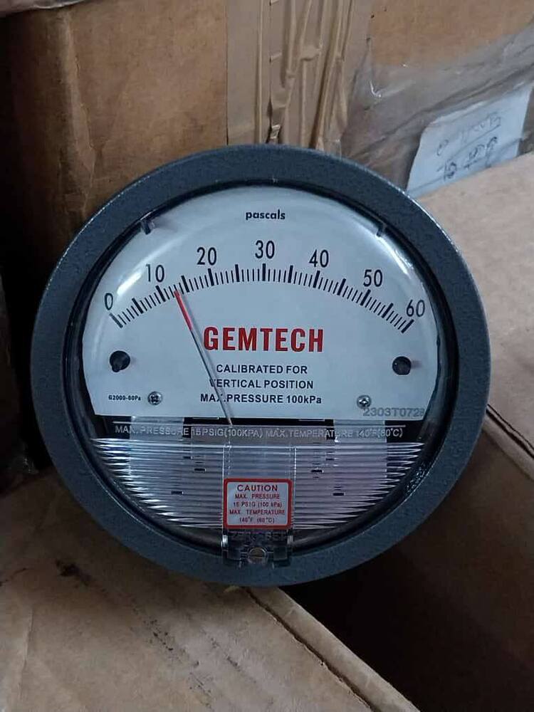 GEMTECH SERIES G2000-60PA Differential Pressure Gauge Range 60 PA