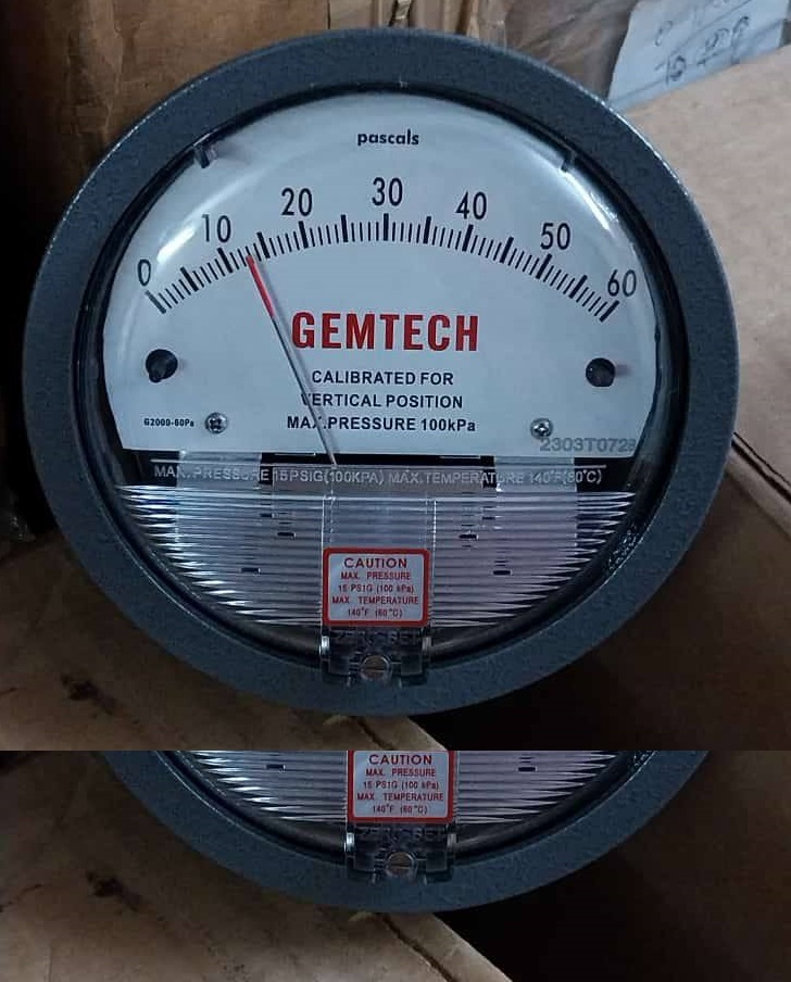 GEMTECH SERIES G2000-60PA Differential Pressure Gauge Range 60 PA