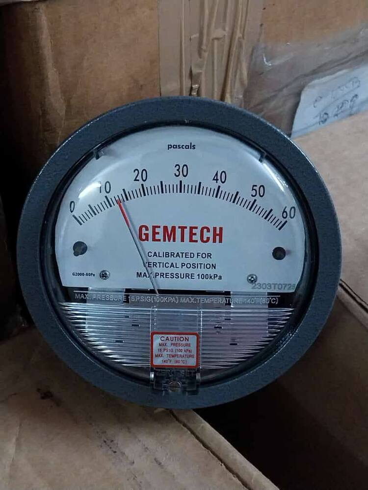 Gemtech Series G2000-60pa Differential Pressure Gauge Range 60 Pa - Accuracy: 2% (-Ha Model 1) Of Fs (3% (-Ha 1.5%) On -0