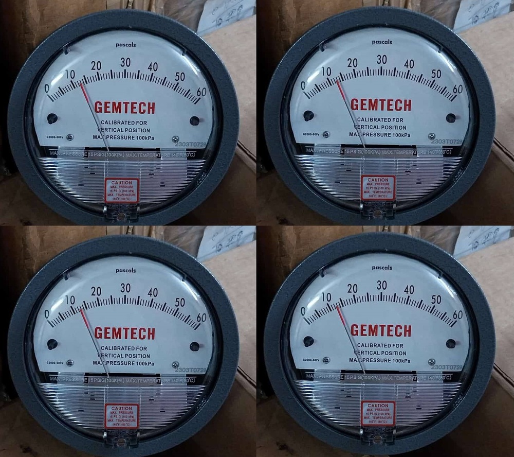 Gemtech Series G2000-60pa Differential Pressure Gauge Range 60 Pa - Accuracy: 2% (-Ha Model 1) Of Fs (3% (-Ha 1.5%) On -0