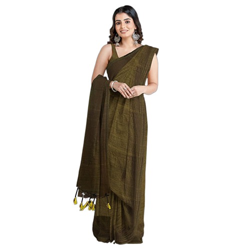 Plain Soft Cotton Hand Loom Saree