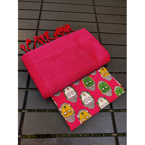 Khadi Cotton Saree With Extra BP And Pompom