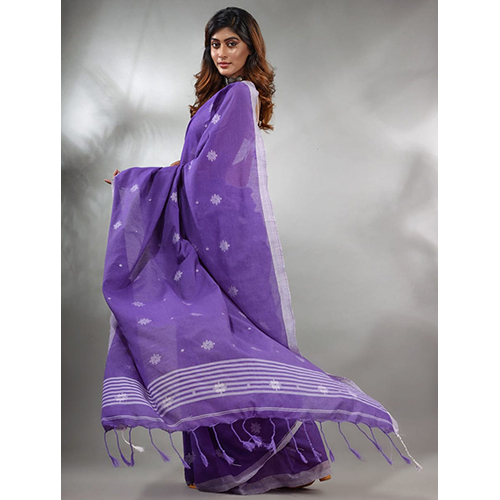 Purple Jhilmil Cotton Saree  With BP