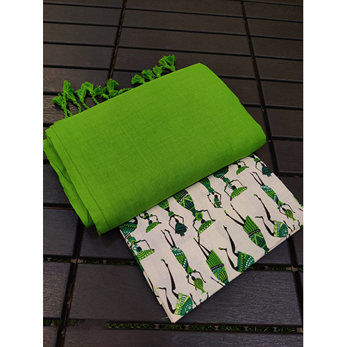 Beautiful Khadi Cotton Saree With Extra BP And Pompom