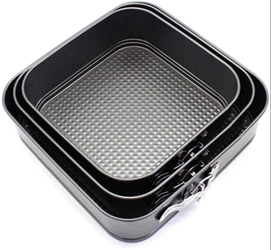 Square Cake Mould Set - Durable Plastic, 22cm, 24cm, 26cm | Ideal For Home Baking, Manual Installation For Versatile Cake Creation