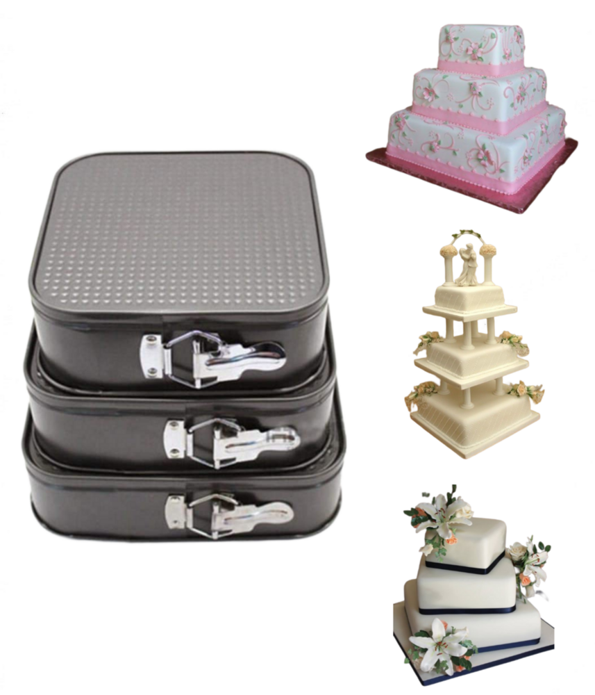 Square Cake Mould Set - Durable Plastic, 22cm, 24cm, 26cm | Ideal For Home Baking, Manual Installation For Versatile Cake Creation