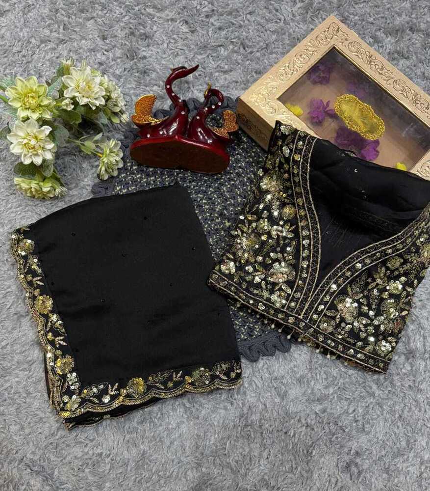 Designer Silk Saree - Color: Black